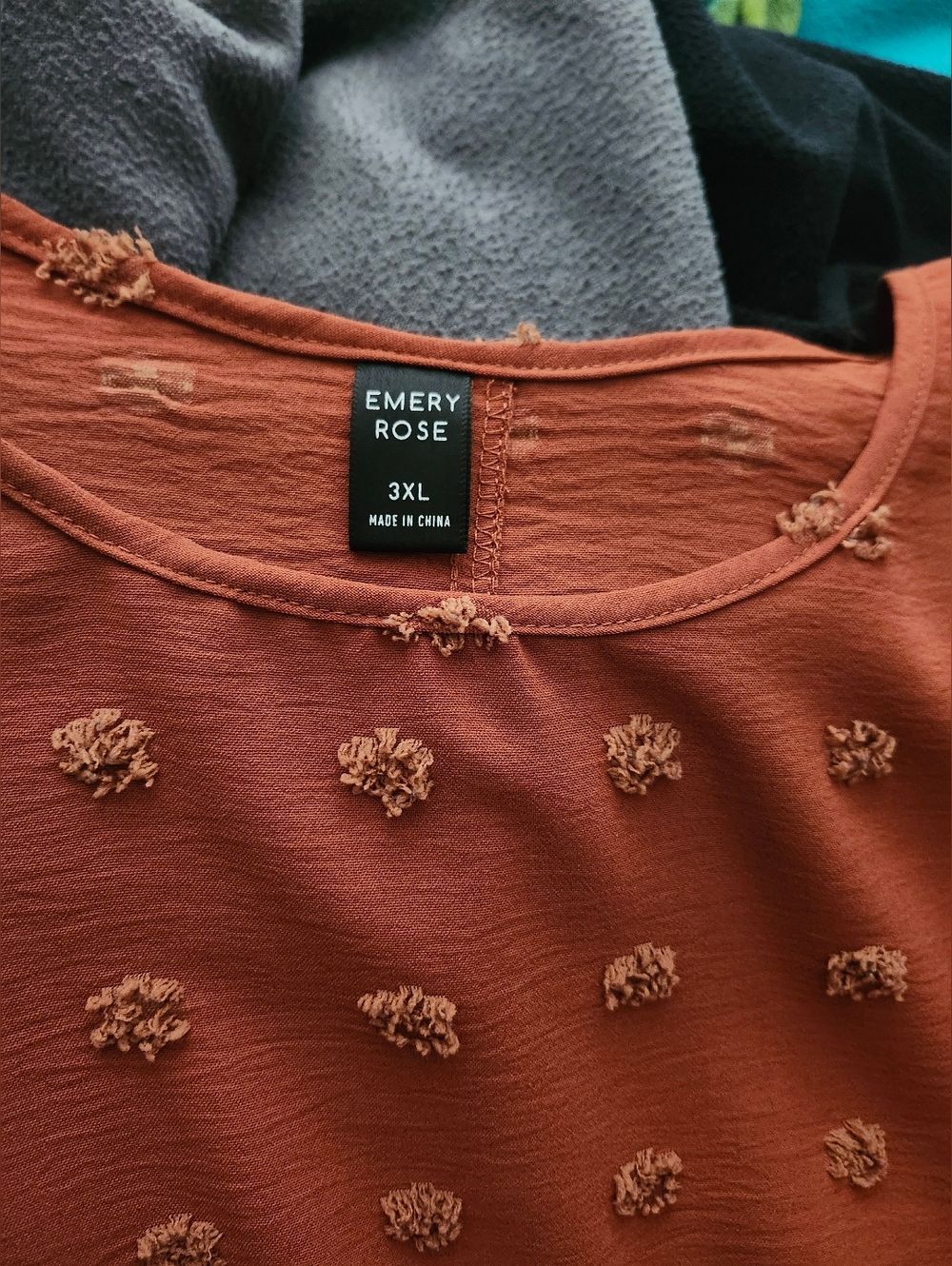 Plus Size Rust Orange/ Terracotta Colored Textured Peplum Shirt Size 3XL (18) - Picture 6 of 6